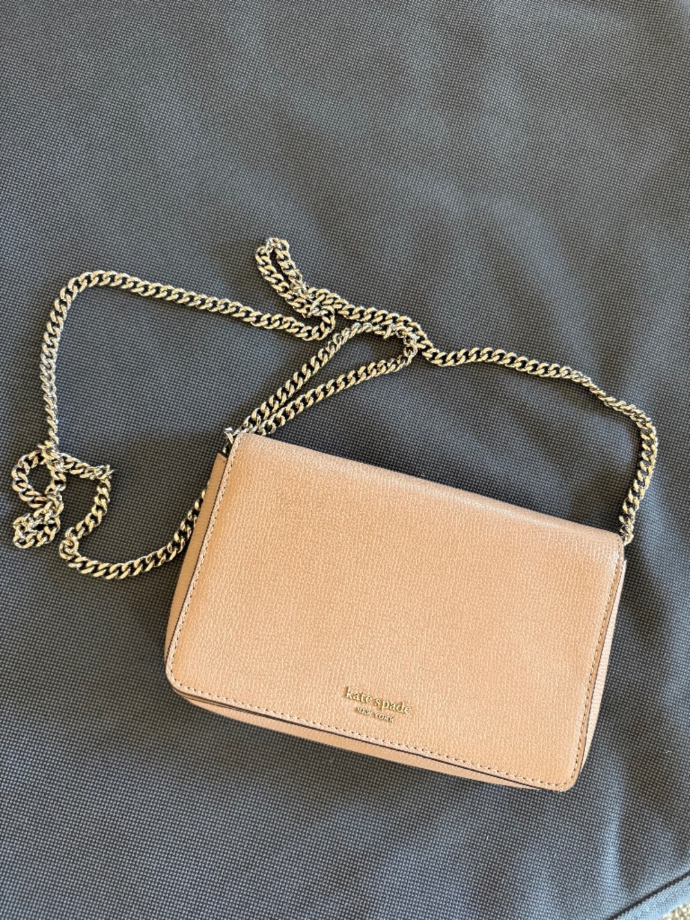 Kate Spade Beige Darcy Leather Chain Wallet Crossbody Bag Natural